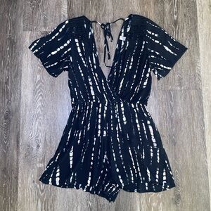 Black and White Tie-Dye Romper